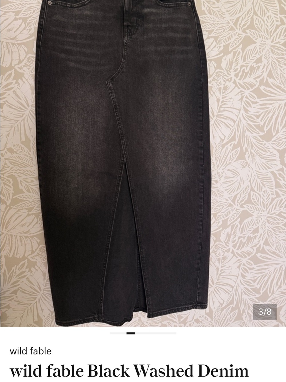 wild fable Black Washed Denim Maxi Skirt - Long Casual Style - Picture 4 of 9